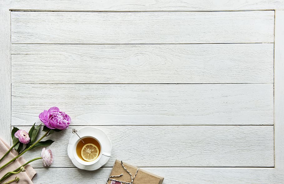Pink Flowers Beside White Ceramic Cup, beverage, drink, flatlay HD wallpaper