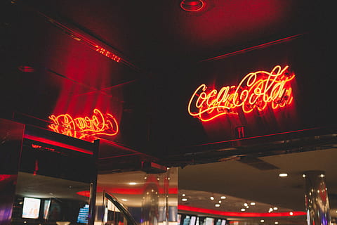 Coca-Cola neon light signage, meal, restaurant, food, diner, lighting HD wallpaper