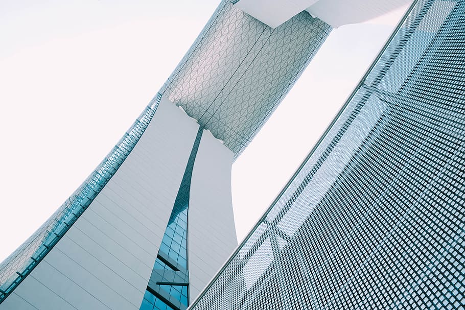 person showing white concrete building, architecture, tower, looking up HD wallpaper