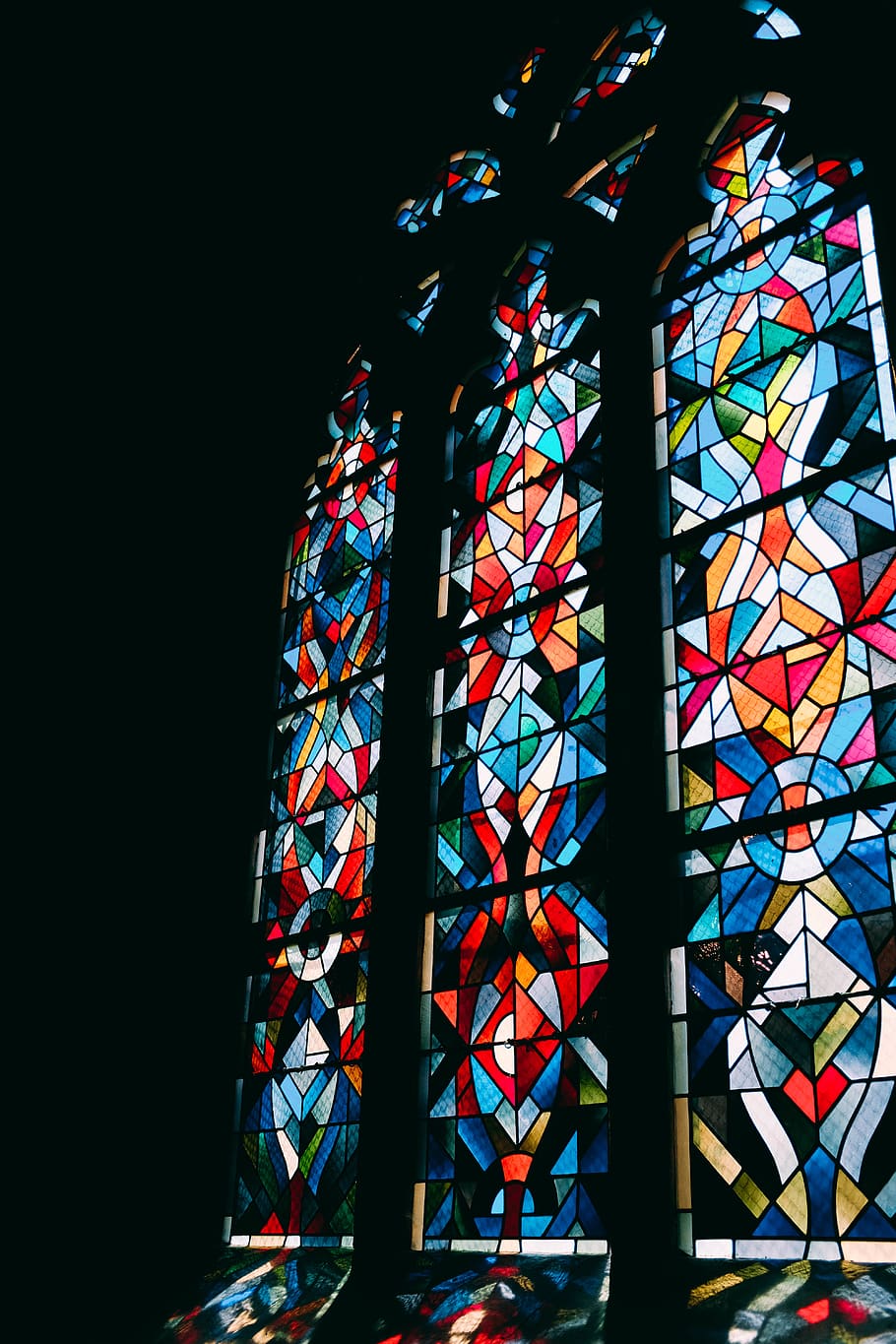 multicolored glass window, multi colored, stained glass, pattern HD wallpaper