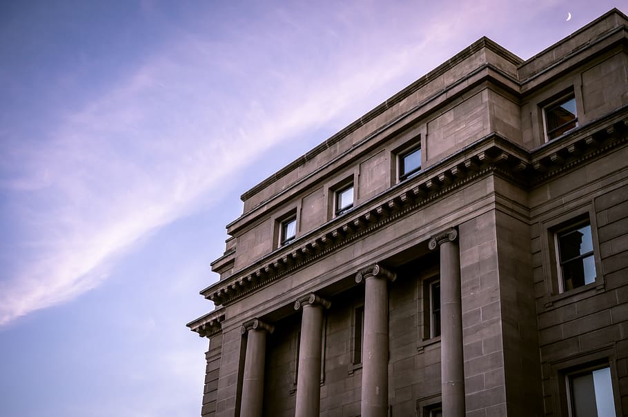 Concrete Building, architecture, columns, facade, pillars, windows HD wallpaper