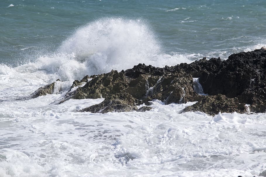sea, rocks, cliffs, water, nature, costa, landscape, puglia HD wallpaper