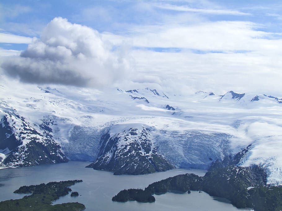 snow mountains and clouds, nature, outdoors, ice, glacier, winter HD wallpaper