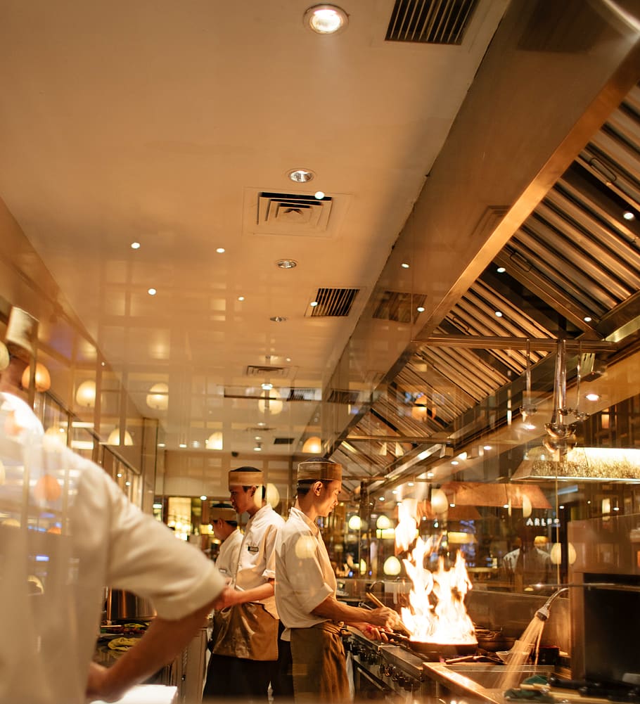 chef, cooking, kitchen, food, activity, dining, illuminated HD wallpaper