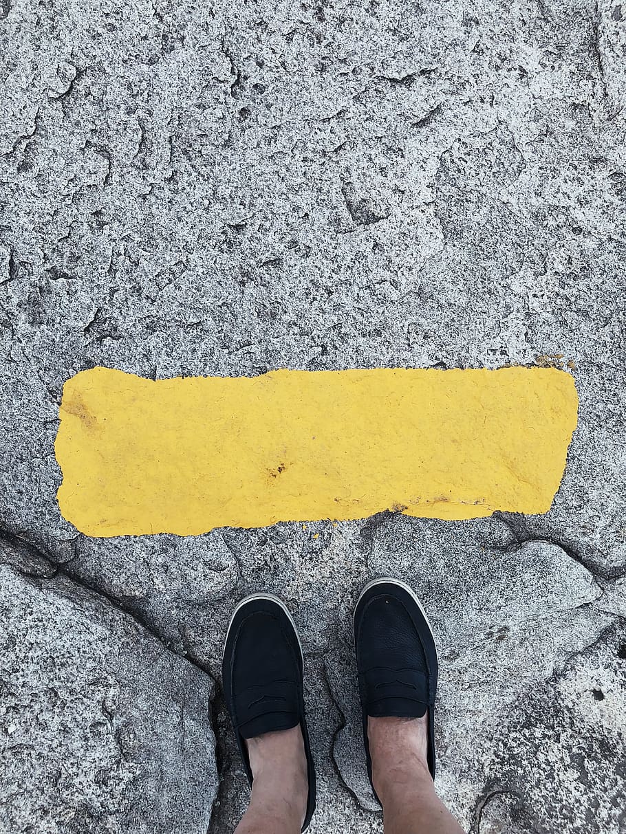 start, yellow, low section, human body part, one person, human leg HD wallpaper