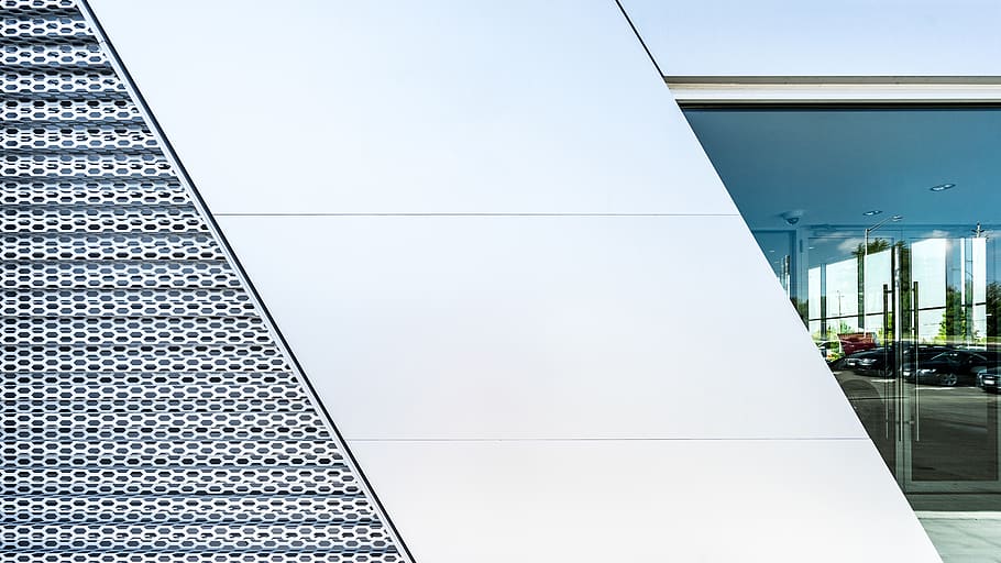 White Concrete Building, angle, architectural design, architecture HD wallpaper