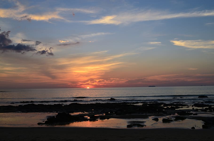 thailand, sunset, beach, gradient, water, sea, sky, scenics - nature HD wallpaper