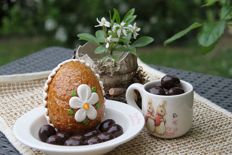easter, chocolate, egg, nougatine, spring, rabbit, outside HD wallpaper