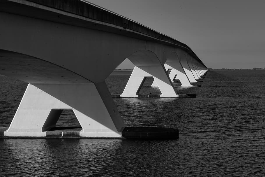 bridge, water, built structure, architecture, waterfront, sky HD wallpaper