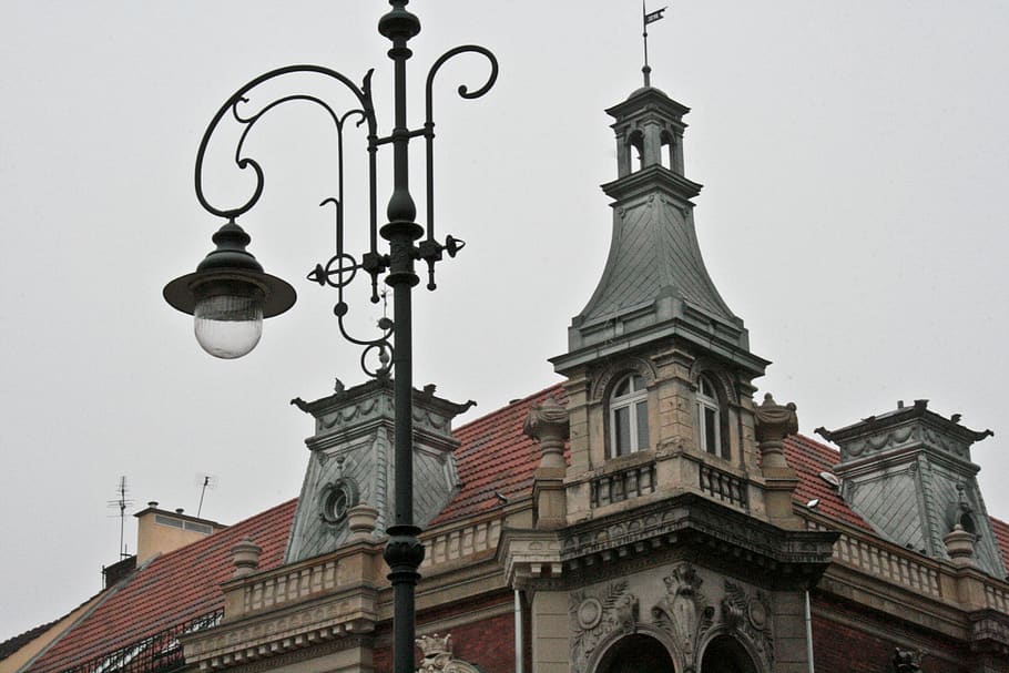 poland, kraków, ironwork, lamp, city, old, krakow, fog, grey, HD wallpaper
