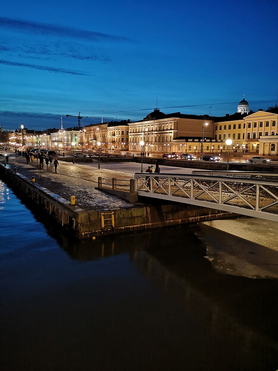 helsinki, night, city, urban, bridge, tourism, landscape, nightsky, HD wallpaper