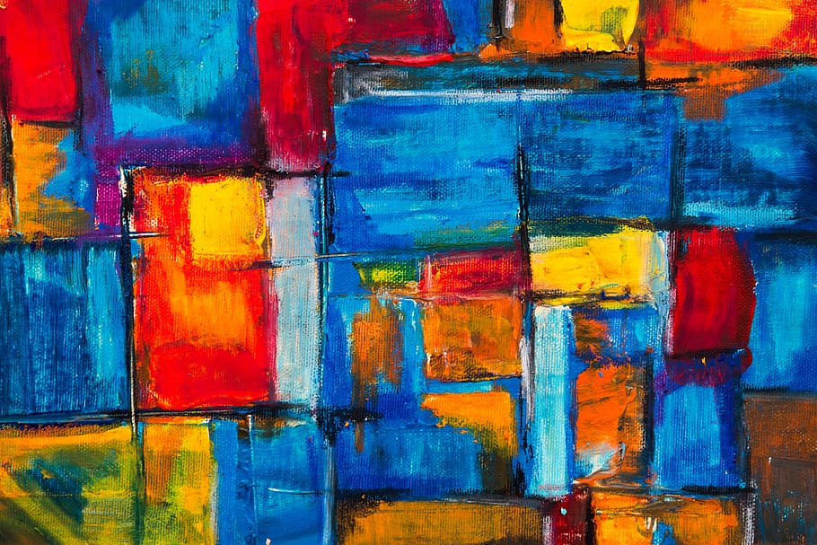 abstract painting, art, modern art, wall, rectangle, texture HD wallpaper