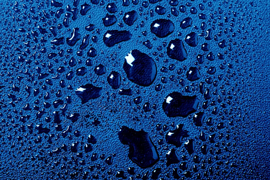con2011, water, drops, close-up, background, wet, blue, backgrounds HD wallpaper