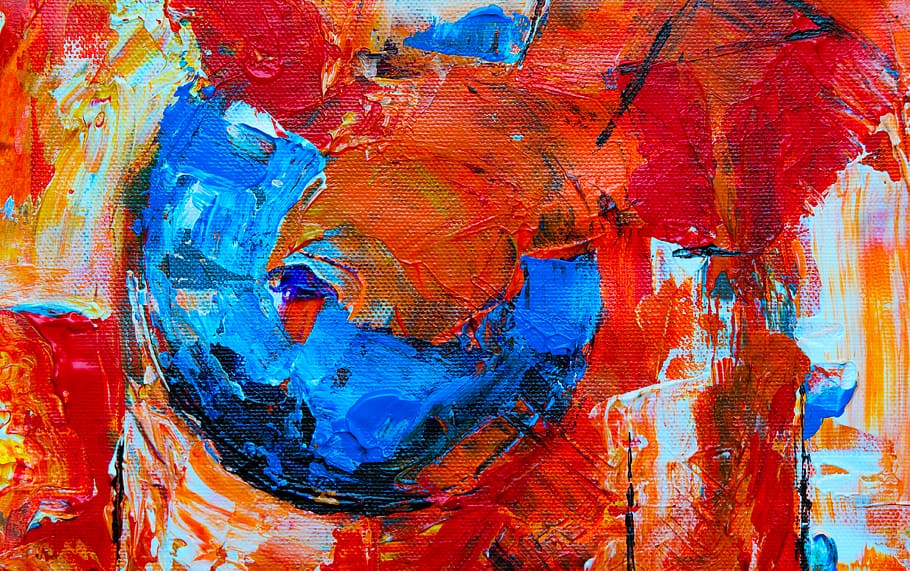 Red and Multicolored Abstract Painting Close-up Photography, abstract expressionism