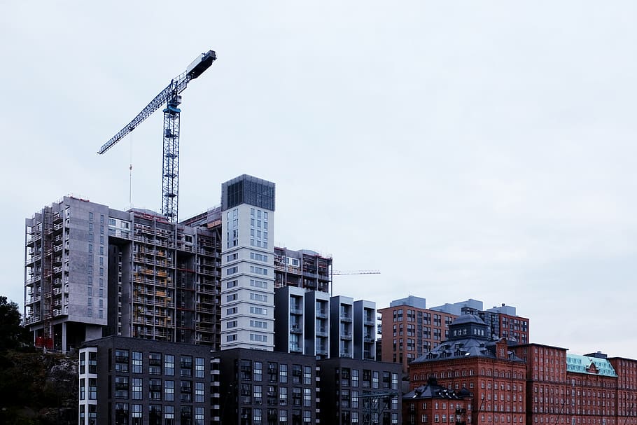 buildings, sky, construction site, architecture, built structure HD wallpaper