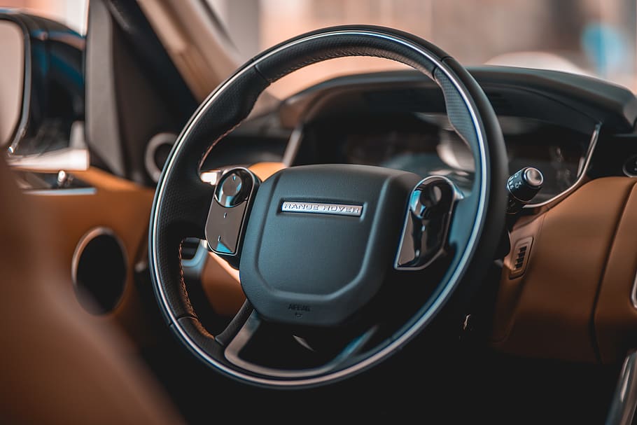 black steering wheel, automobile, vehicle, transportation, car HD wallpaper
