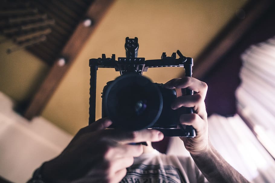 Person Holding Black Dslr Camera, blur, camera lens, close-up HD wallpaper