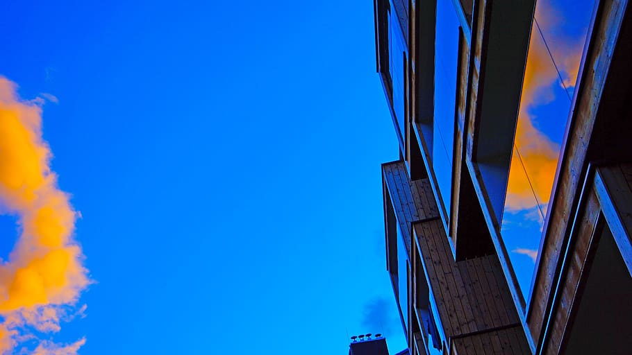 austria, schladming, blue, sky, building exterior, low angle view HD wallpaper