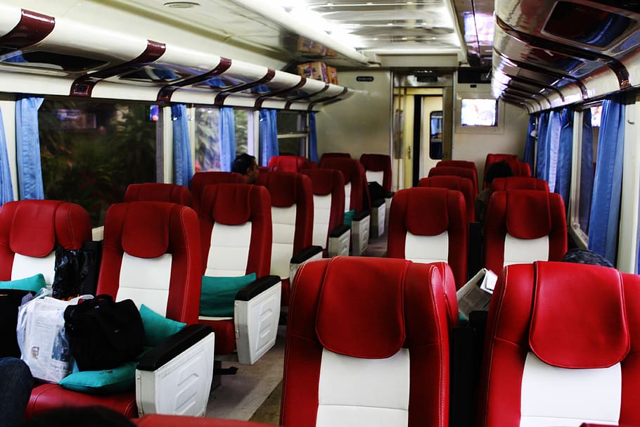 train, trip, passengers, journey, longtrip, red, seat, wagon HD wallpaper