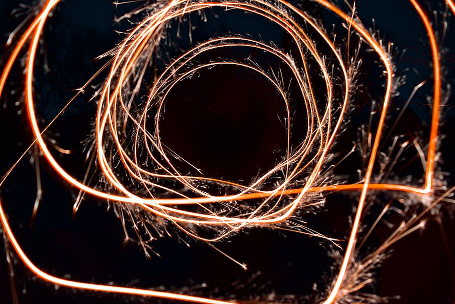 fireworks lightning, motion, blurred motion, long exposure, burning HD wallpaper