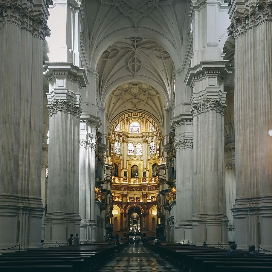 Lighted Church Interior, arches, architecture, building, cathedral HD wallpaper