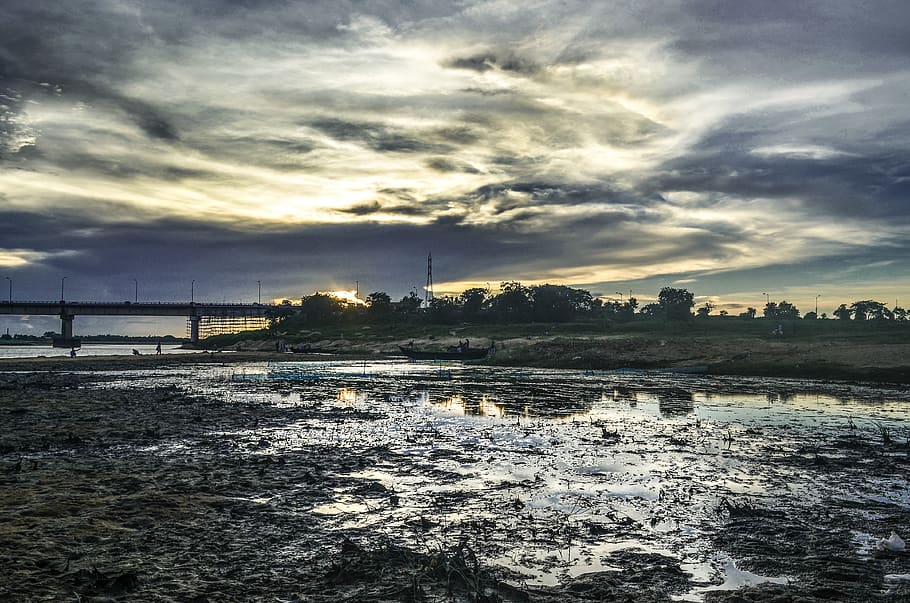 india, bardhaman, cloud - sky, water, sunset, nature, no people HD wallpaper