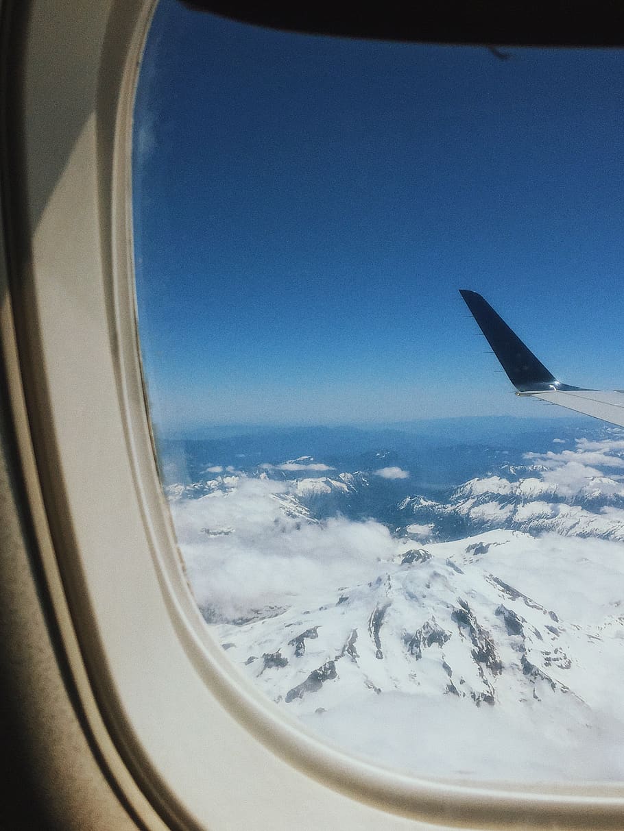 white airplane window at daytime, porthole, washington, united states HD wallpaper