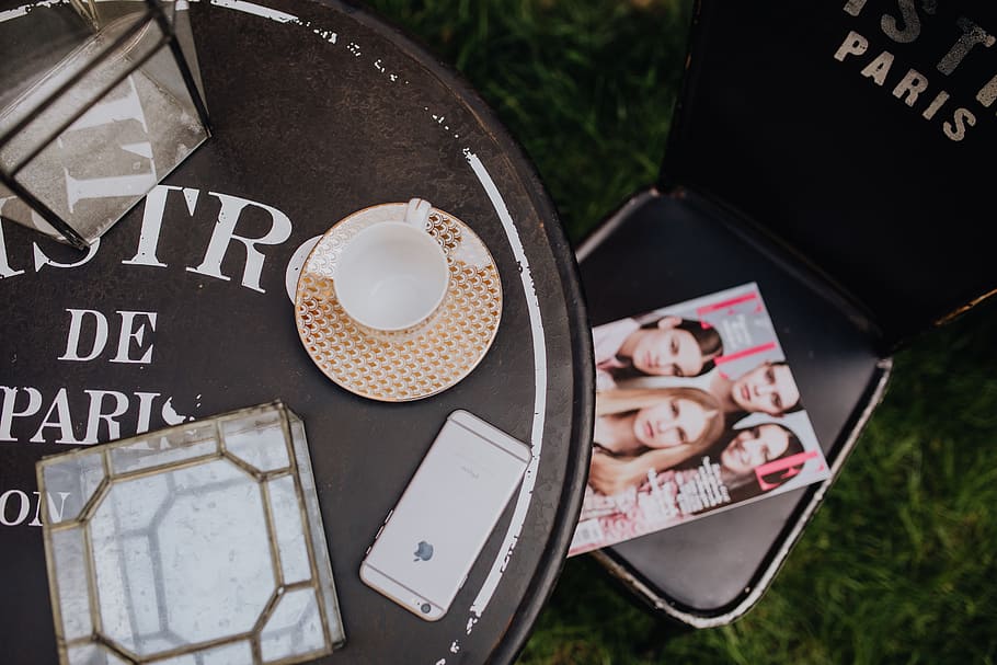 Table at Outdoor Cafe in Paris, woman, chair, coffee, lifestyle