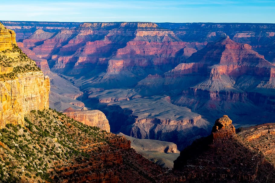 mountain ranges, nature, outdoors, valley, canyon, art, painting HD wallpaper