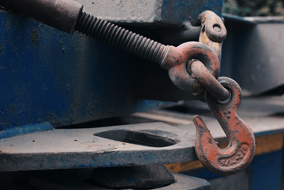 orange trailer hook, metal, rusty, chain, day, strength, no people HD wallpaper