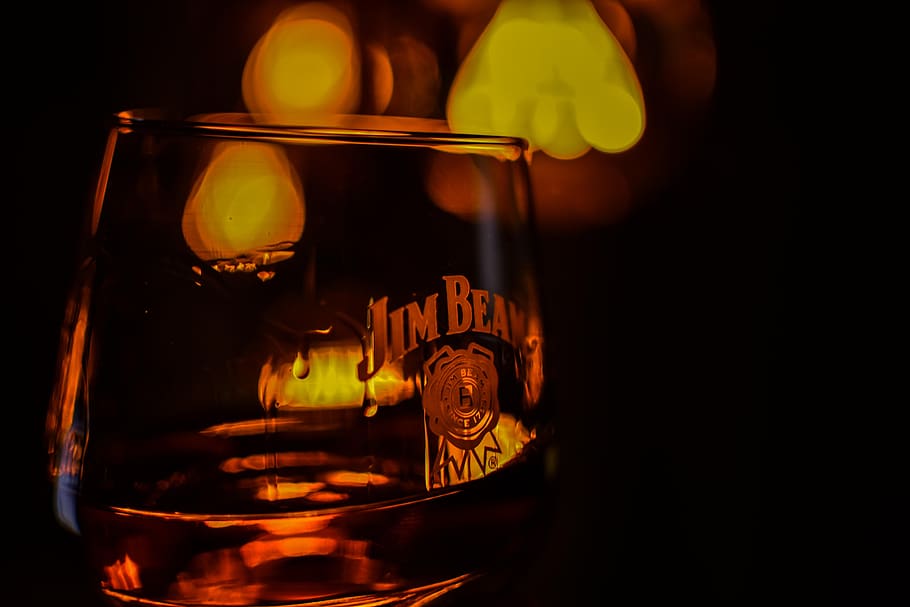 jim beam, gass, bourbon, alcohol, indoors, glass - material, HD wallpaper
