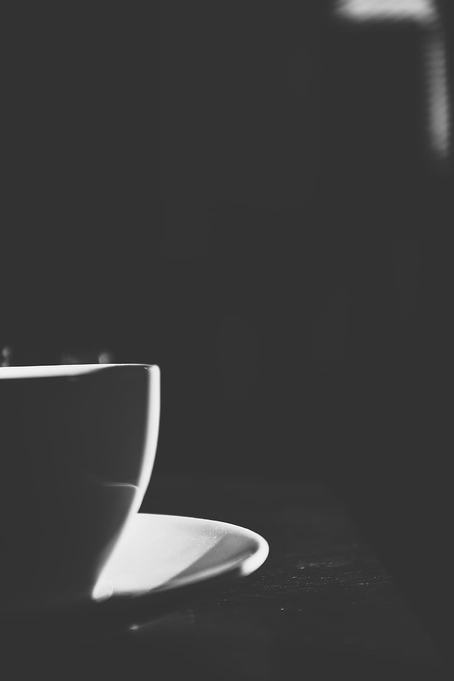 coffee, cup, steam, dark, simple, mug, saucer, table, home, HD wallpaper