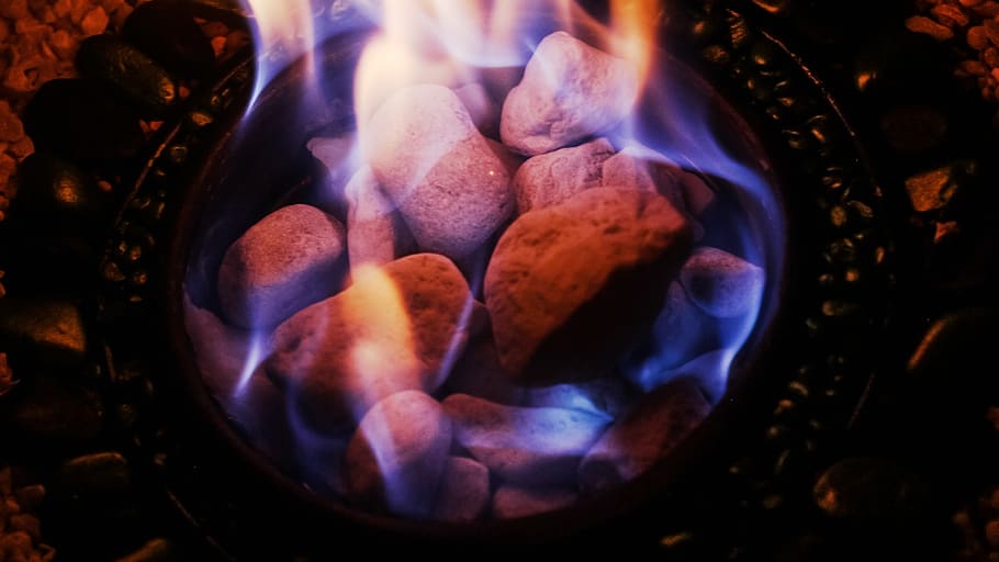 assorted stones with fire in fire pit, person, human, people HD wallpaper