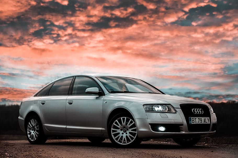 silver Audi A4 sedan, car, motor vehicle, mode of transportation HD wallpaper