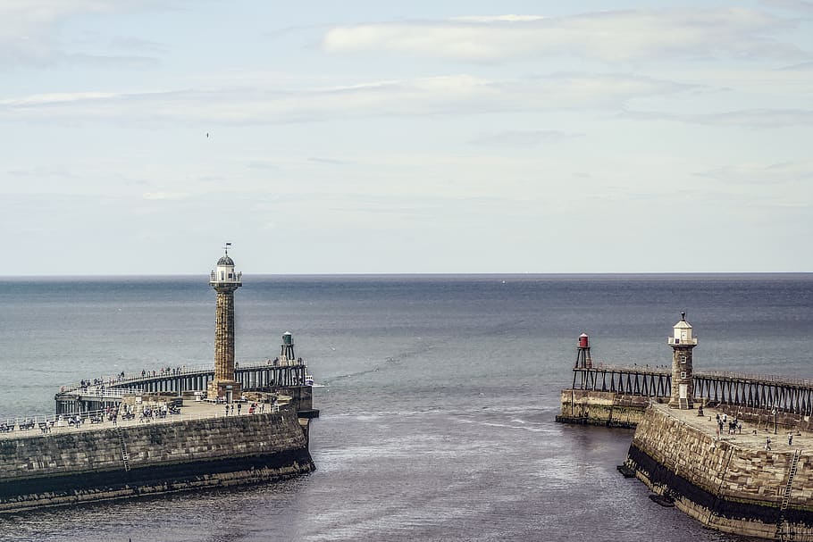 HD wallpaper: whitby, united kingdom, pier, sea, england, yorkshire ...