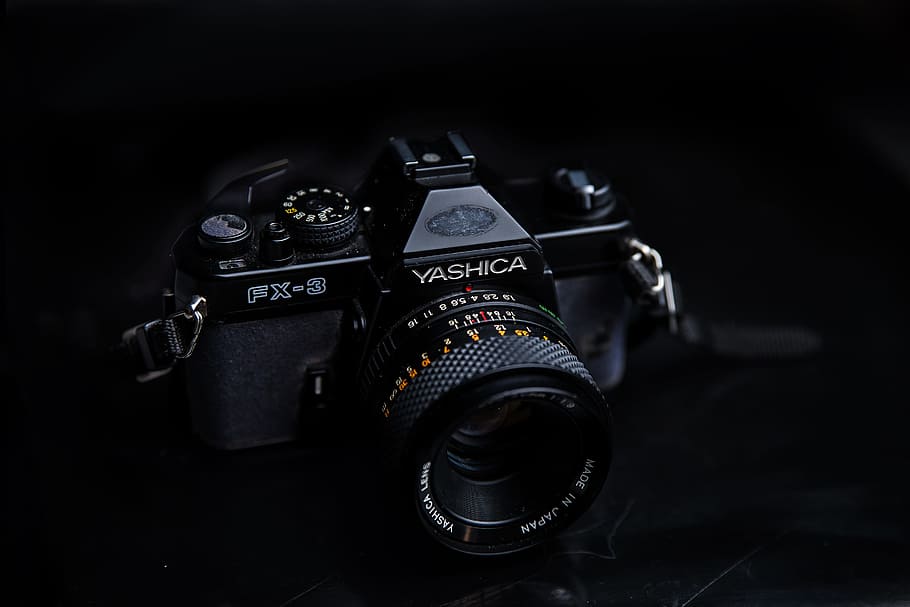 black Yashica PX-3 DSLR camera on focus photo, lens, film camera, HD wallpaper