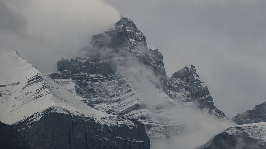 snow-covered mountain under cloudy sky, outdoors, nature, ice HD wallpaper