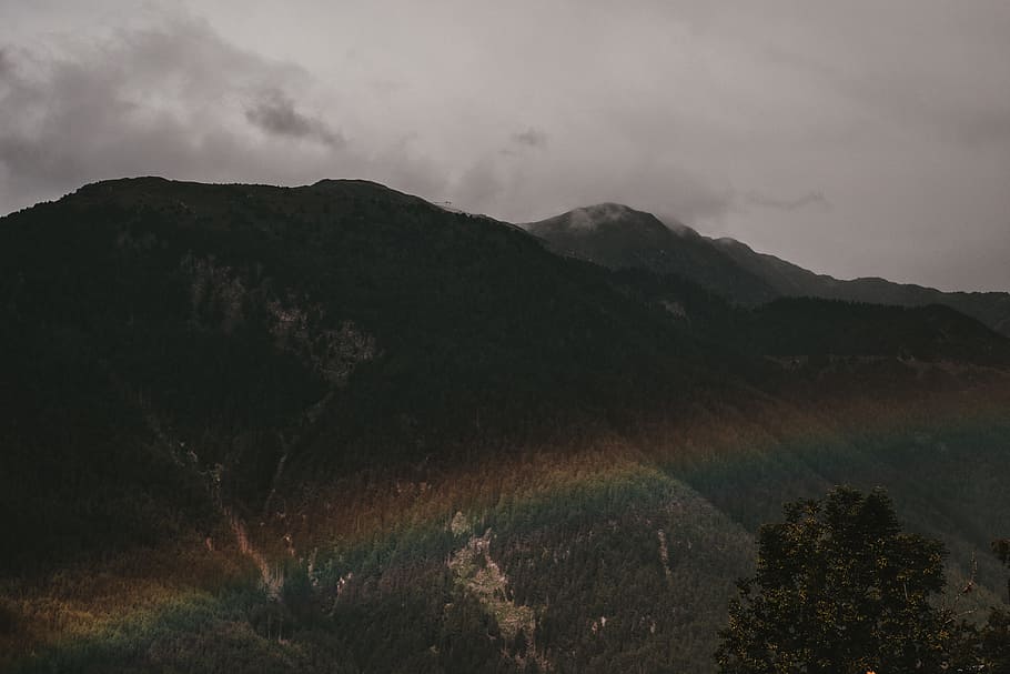 Mountain With Rainbow, daylight, landscape, nature, outdoors HD wallpaper