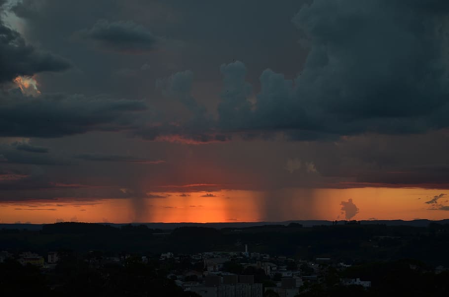 climate, rain, sunset, cloudy, storm, horizon, cloud - sky HD wallpaper