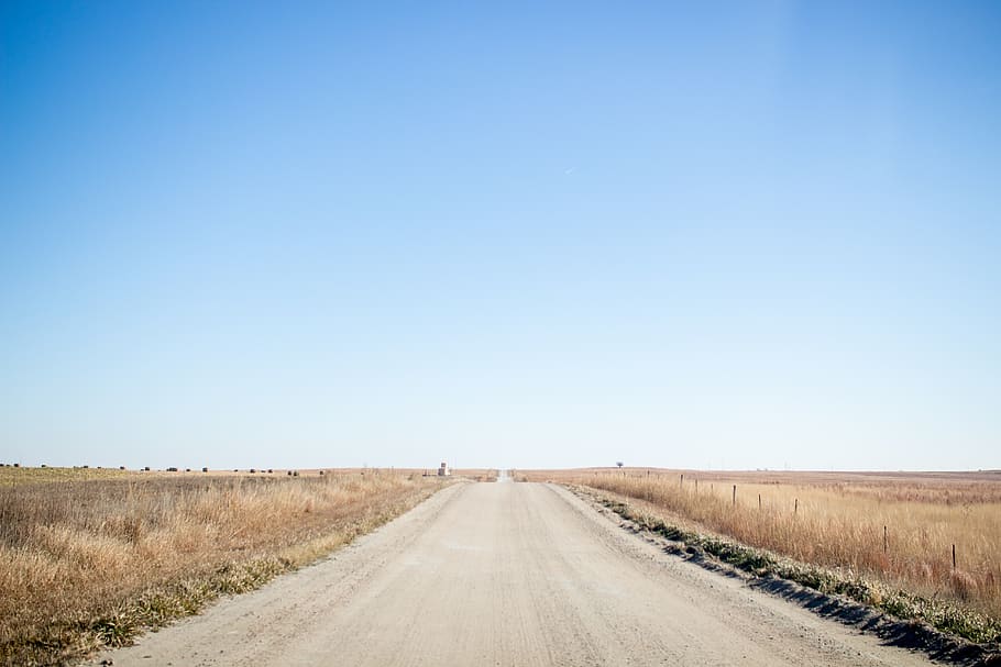 road under blue sky, landscape, environment, direction, clear sky HD wallpaper