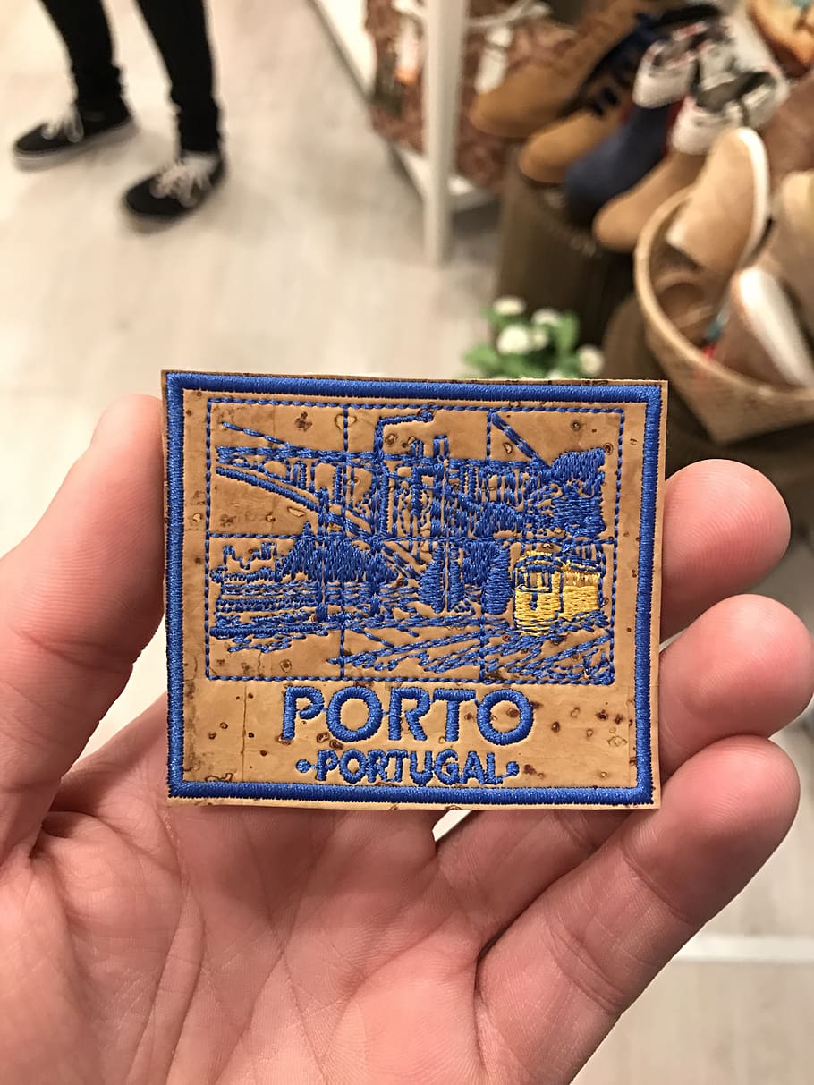 portugal, porto, patch, cork, souvenir, human hand, real people HD wallpaper