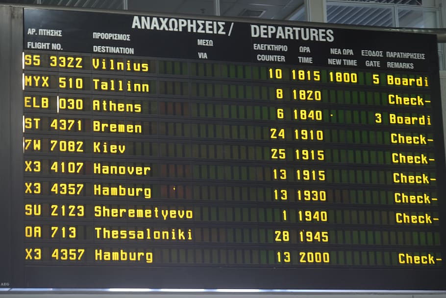 airport, display, monitor, lcd screen, electronics, greece, HD wallpaper
