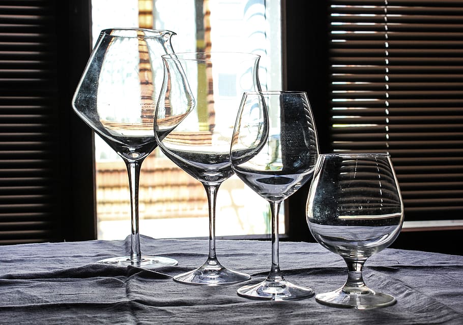 glass, transparent, glasses, stemware, drink, table, refreshment HD wallpaper