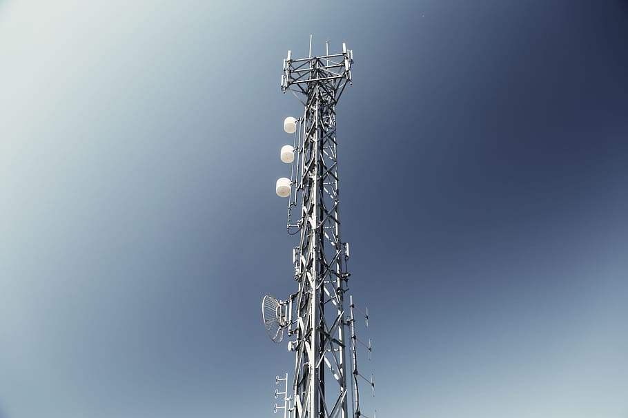 antenna, satellite, frequency, sky, low angle view, copy space HD wallpaper