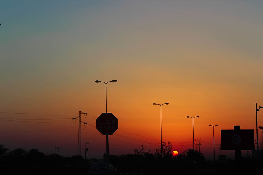 sunset, landscape, summer, beautiful, sky, silhouette, orange color HD wallpaper