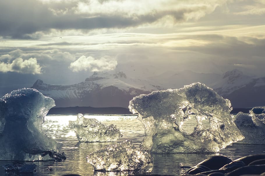 ice, glassy, transparent, crystal, reflection, arctic, antarctic HD wallpaper