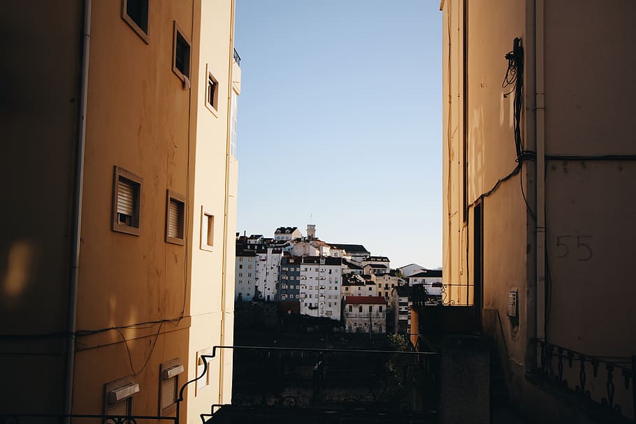coimbra, portugal, sky, shadow, house, building, view, shape, HD wallpaper