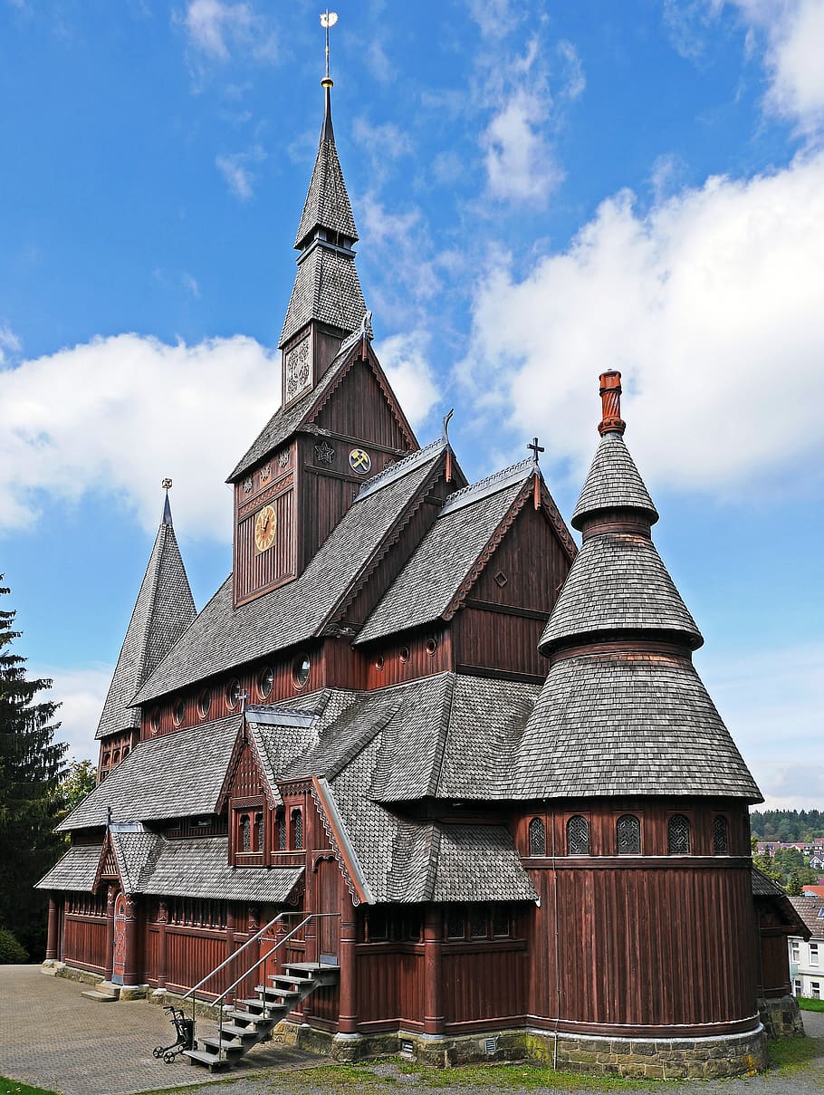Brown and Grey Wooden Church, ancient, architecture, building, HD wallpaper