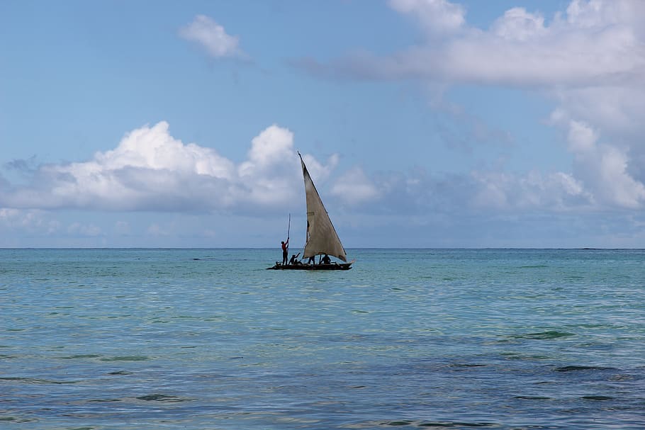 sailboat, sea, water, sky, horizon over water, waterfront, cloud - sky HD wallpaper