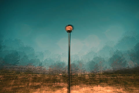 street post illustration, light, orange, blue, pattern, electric HD wallpaper